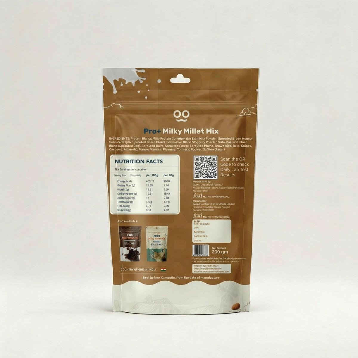 Pro+ Milky Millet Mix - Kesar Badam Flavour.