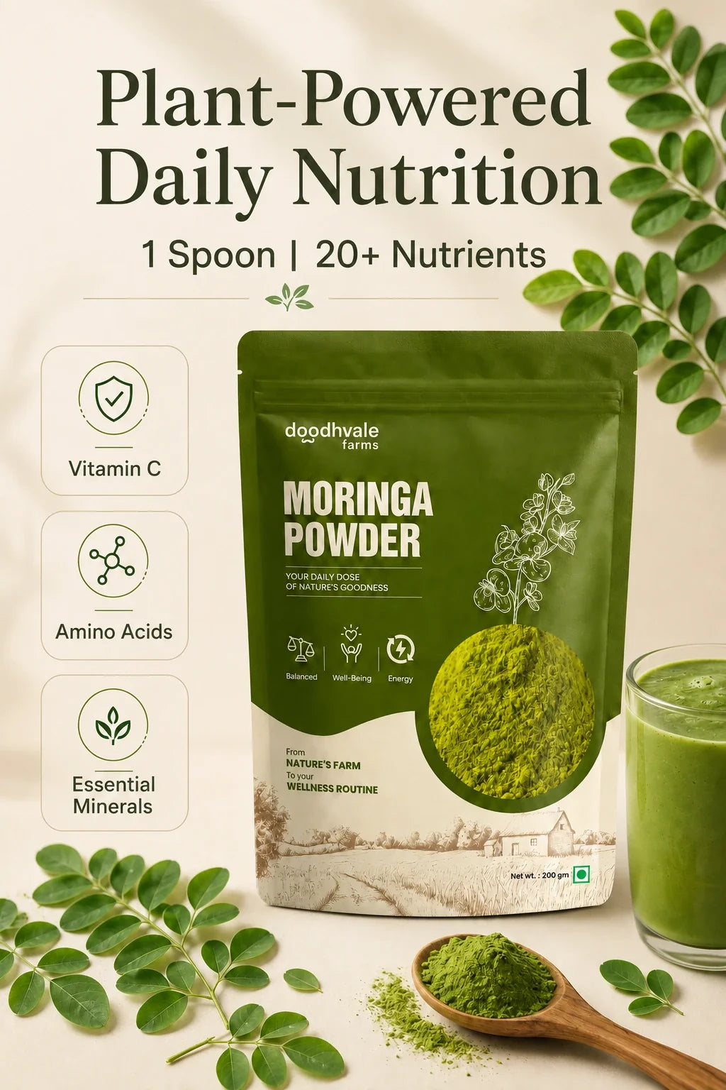 Moringa Powder - 100% Organic .