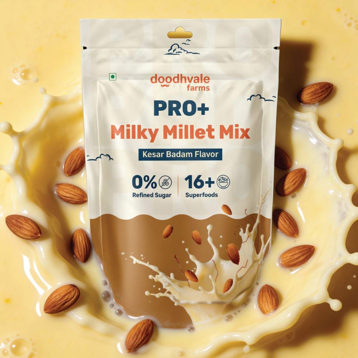 Pro+ Milky Millet Mix - Kesar Badam Flavour.
