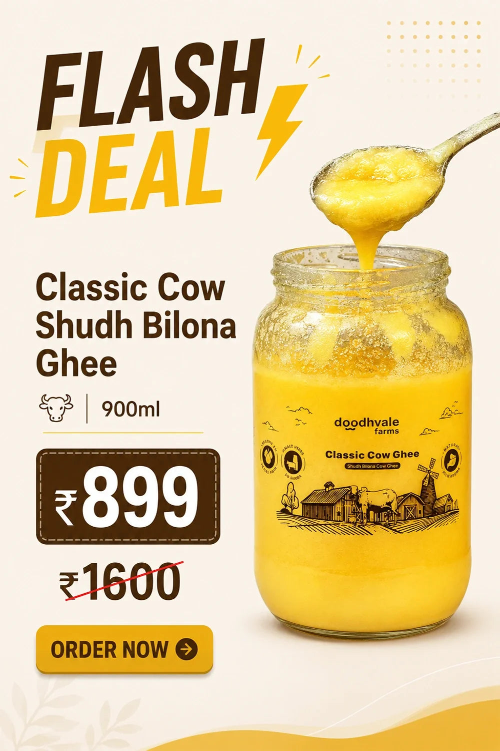 Flash Sale - Classic Cow Shuddh Bilona Ghee