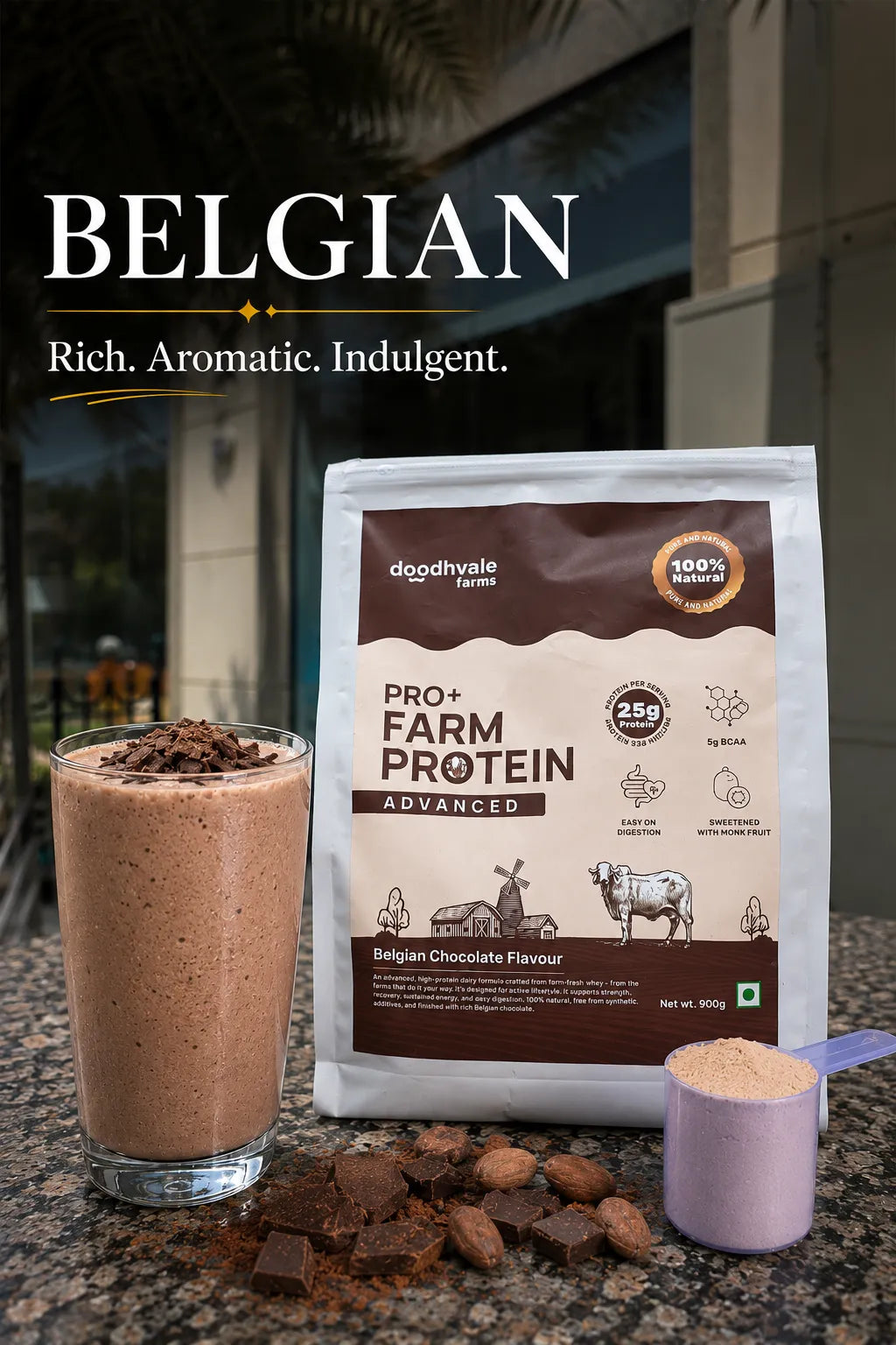 PRO+ Farm Protein Advanced - Belgian Chocolate - (450g) - 25g/scoop + Free Gift