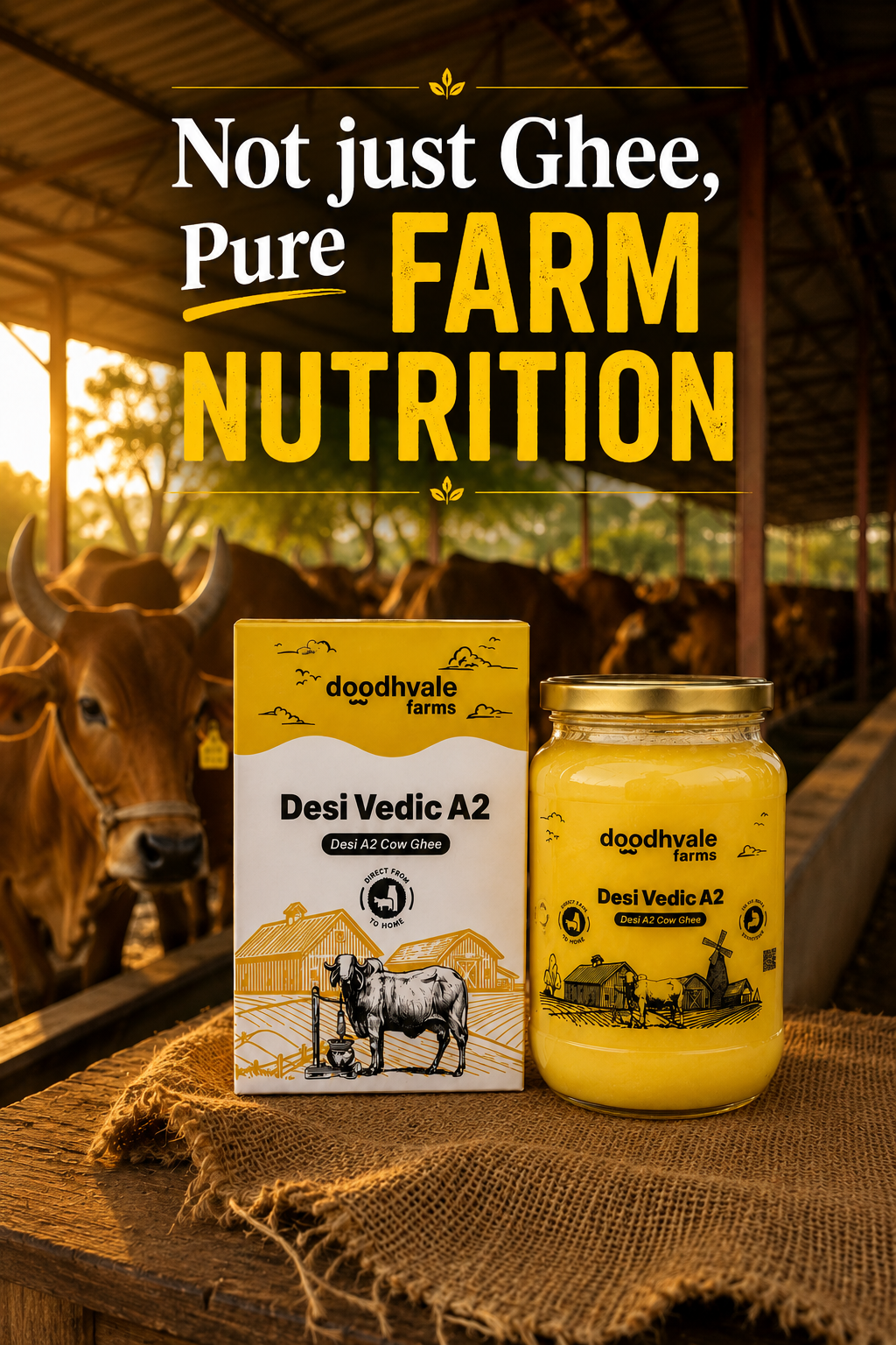 Cow A2 Vedic Desi Ghee - (900 ML) .
