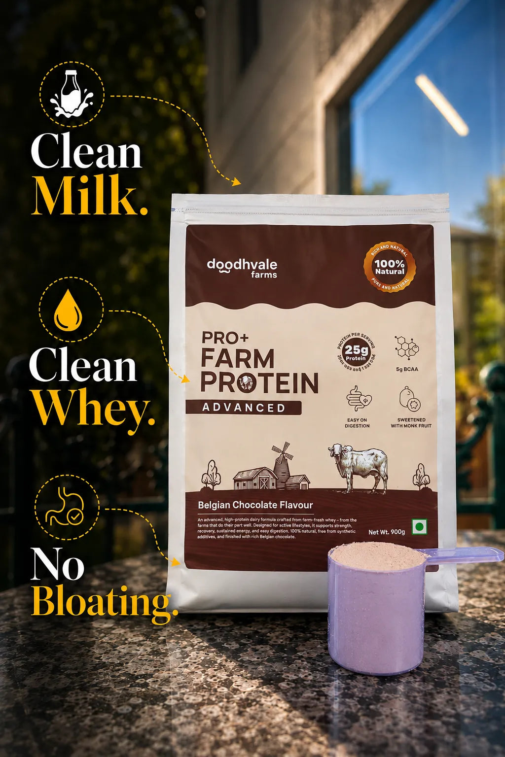 PRO+ Farm Protein Advanced - Belgian Chocolate - (450g) - 25g/scoop + Free Gift