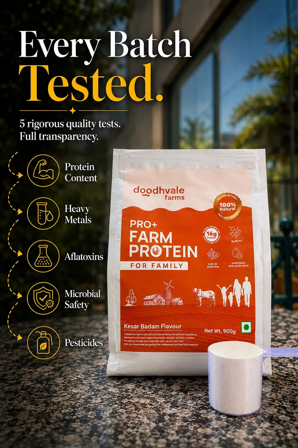 PRO+ Farm Protein For Family - Kesar Badam (450g) - 16g/scoop + Free Gift