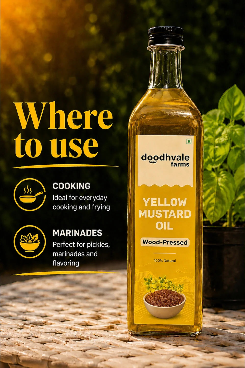 Yellow Mustard Oil - Wood Pressed 1L (2 Unit Pack)