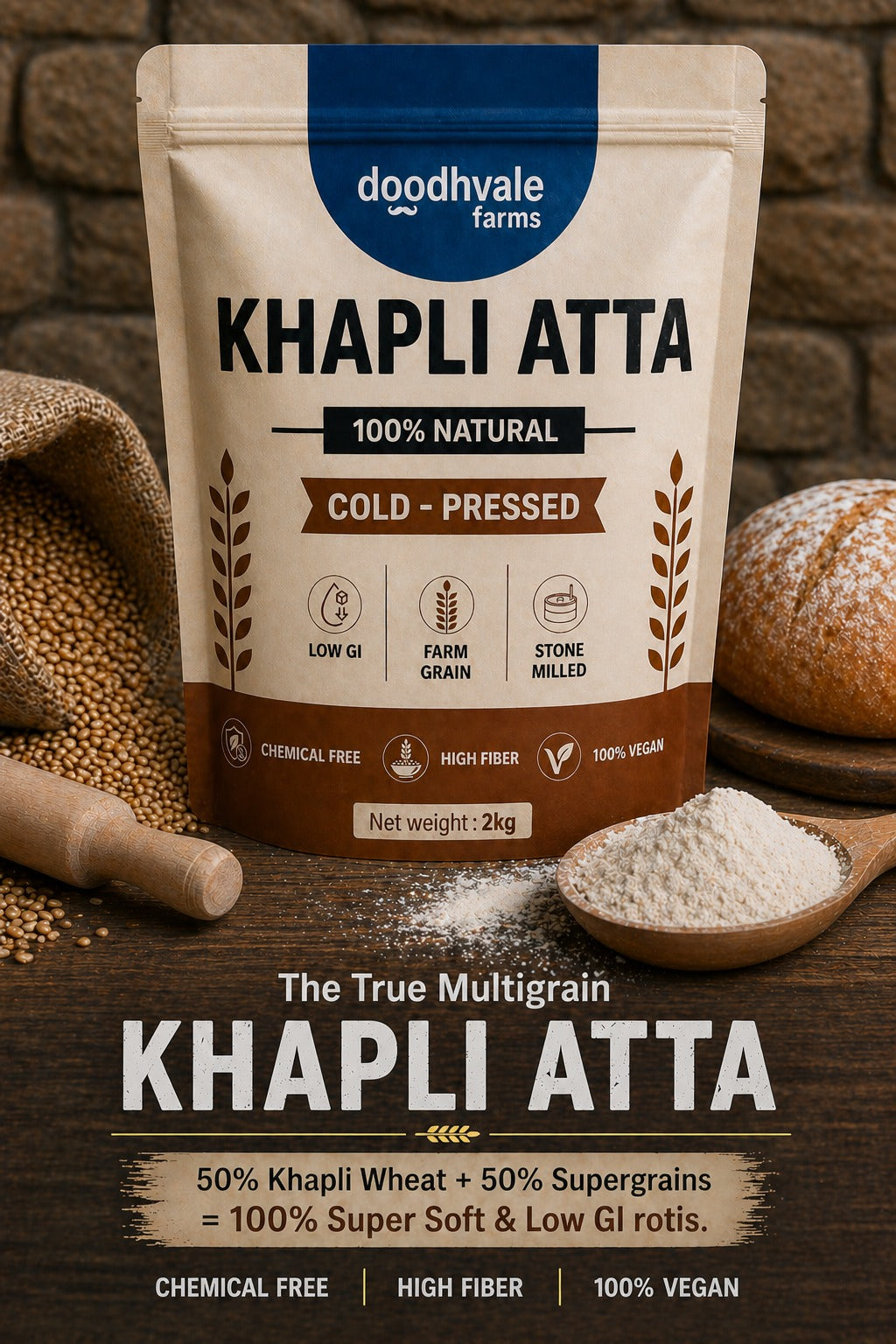 Khapli Atta – Cold Pressed | 2kg .