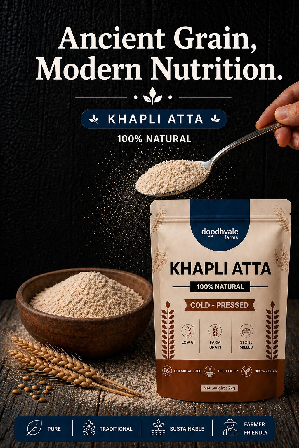 Khapli Atta – Cold Pressed | 2kg