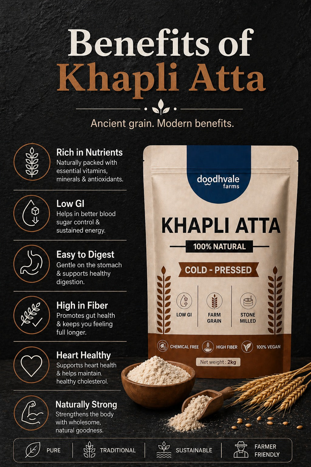 Khapli Atta – Cold Pressed | 2kg .