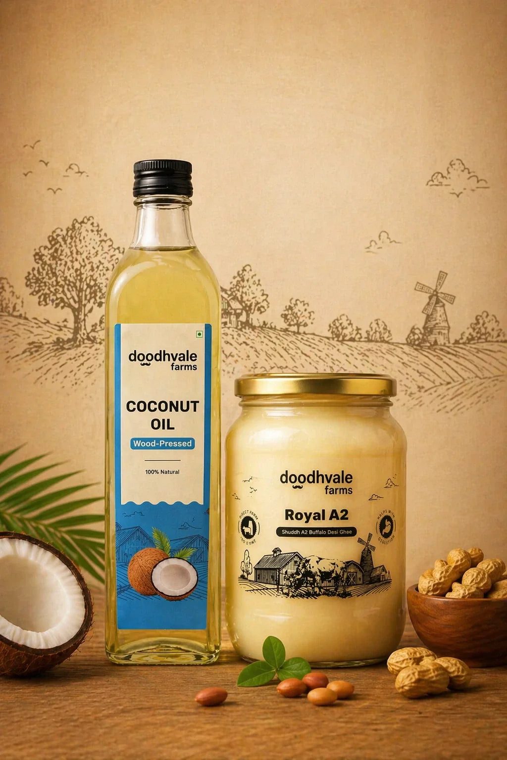 Royal A2 Buffalo Desi Ghee + Coconut Oil - Wood Pressed Combo