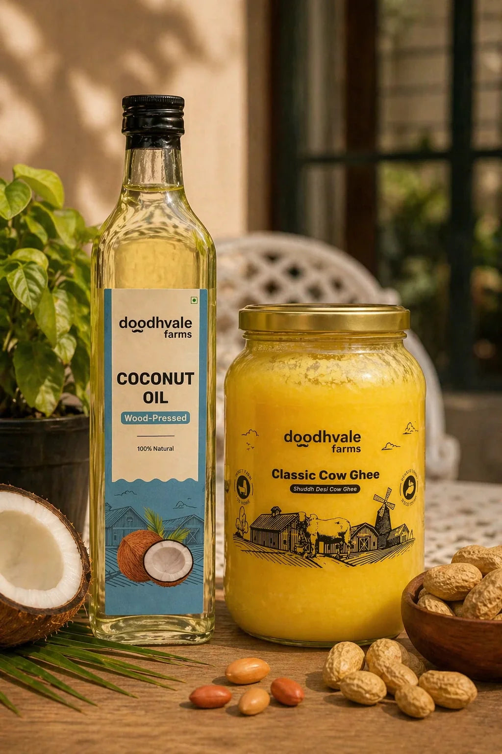 Classic Cow Bilona Ghee + Coconut Oil - Wood Pressed Combo