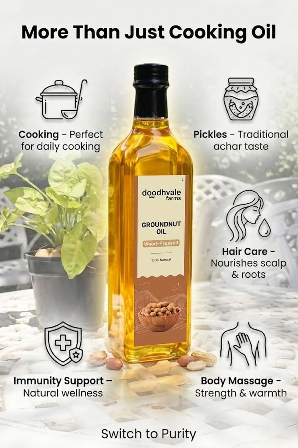 Groundnut Oil - Wood Pressed 500ml (2 Unit Pack)
