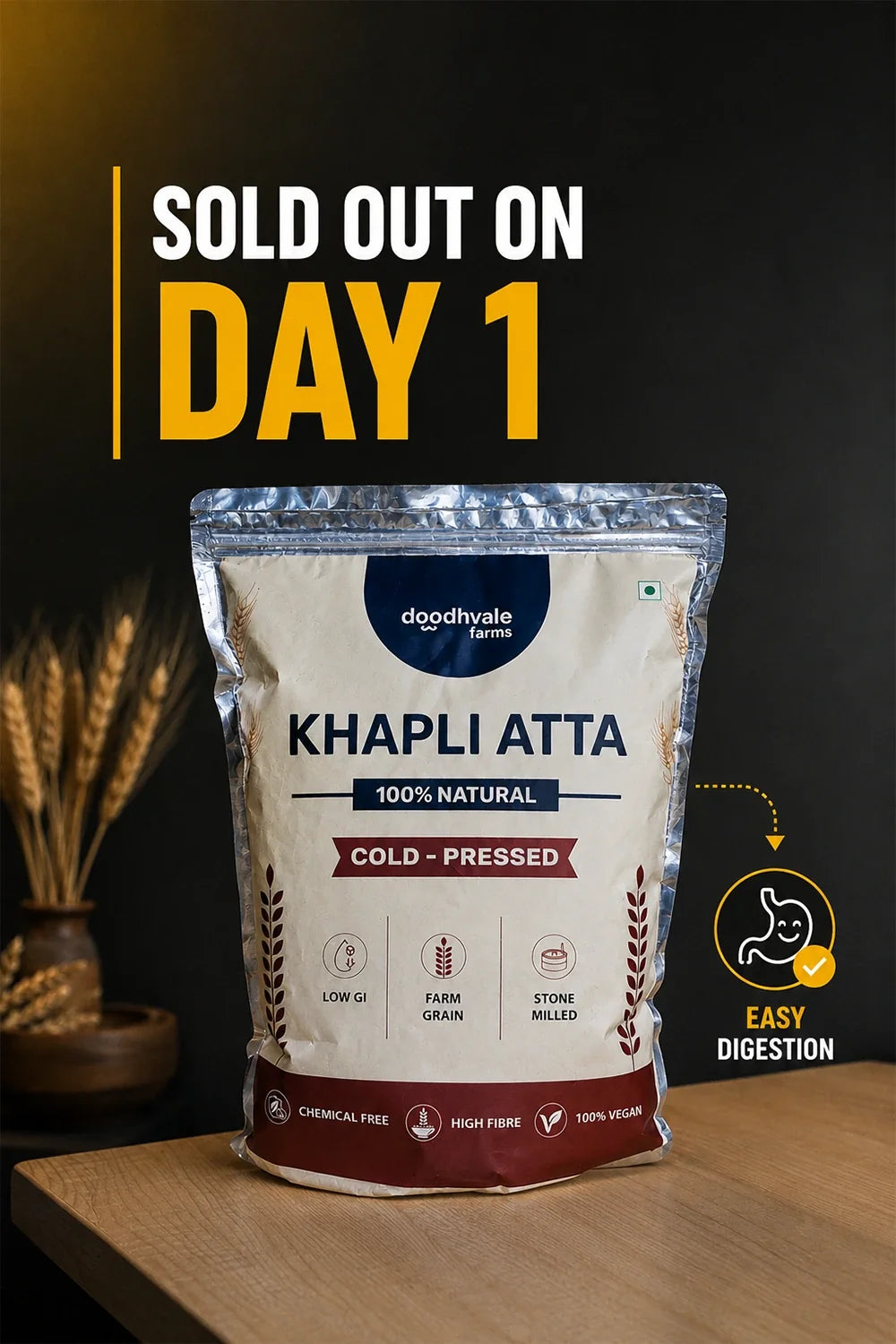 Khapli Atta – Cold Pressed | (2kg) : Buy 3 Get 2 Free