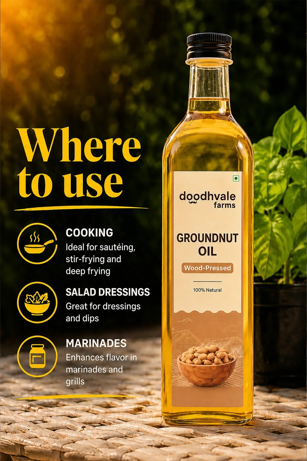 Groundnut Oil - Wood Pressed 500ml (2 Unit Pack)