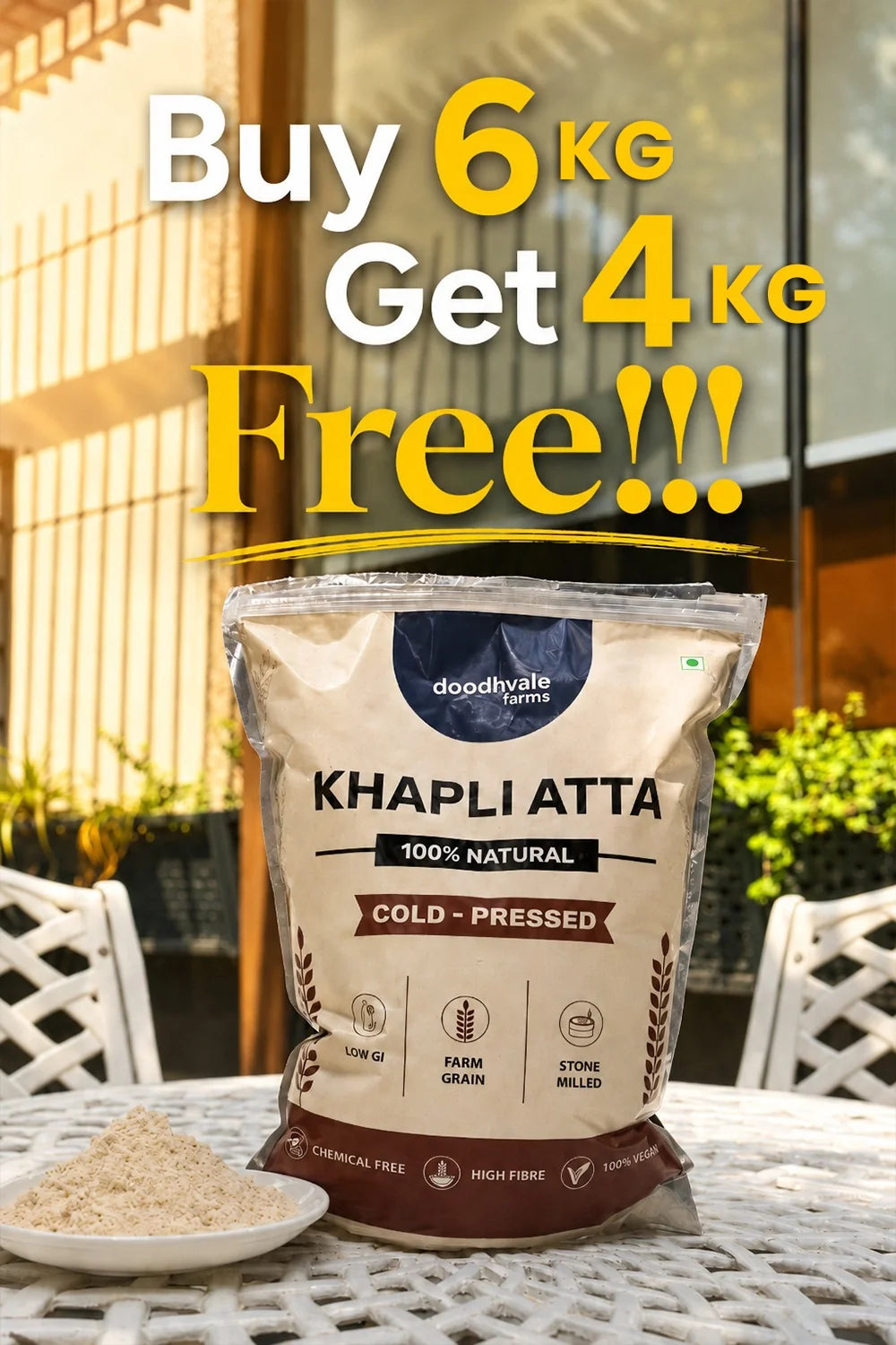 Khapli Atta – Cold Pressed | (2kg) : Buy 3 Get 2 Free