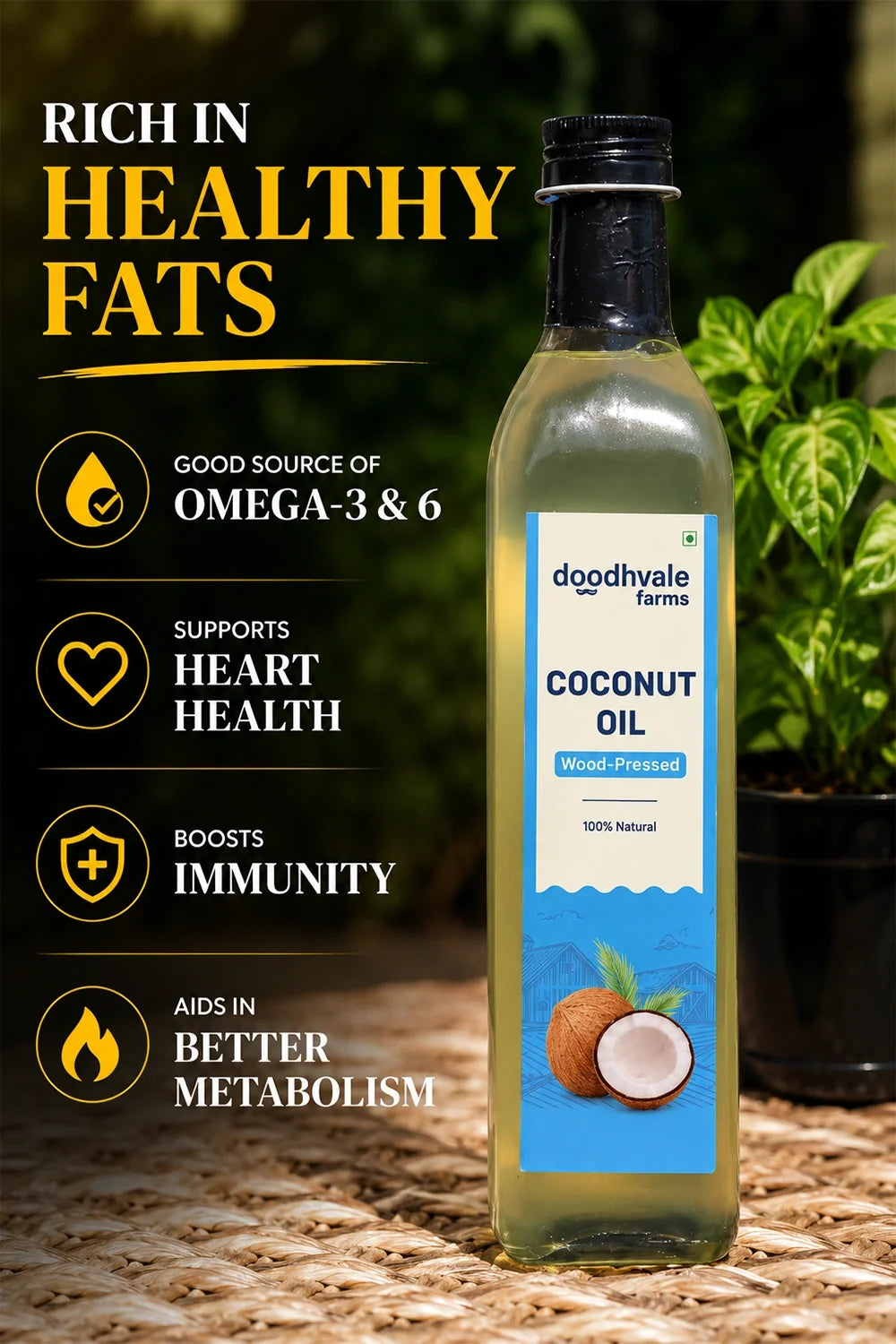 Coconut Oil - Wood Pressed 500ml (2 Unit Pack)