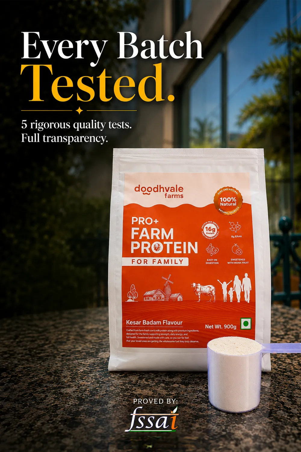 PRO+ Farm Protein For Family - Kesar Badam (450g) - 16g/scoop + Free Gift