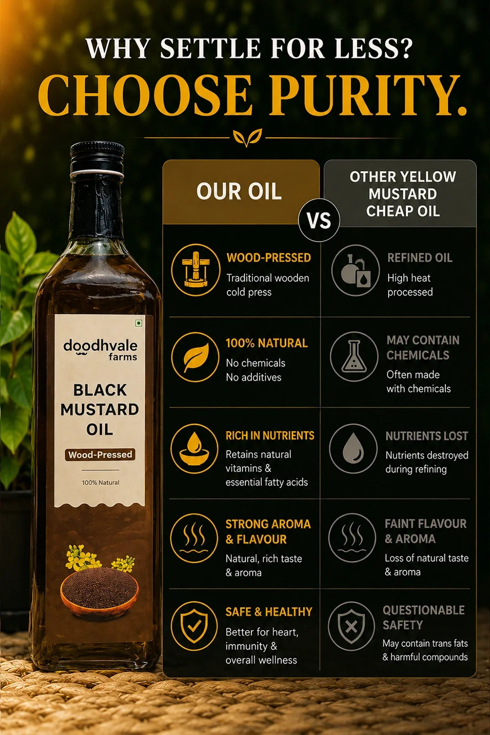 Black Mustard Oil - Wood Pressed 1L (2 Unit Pack)