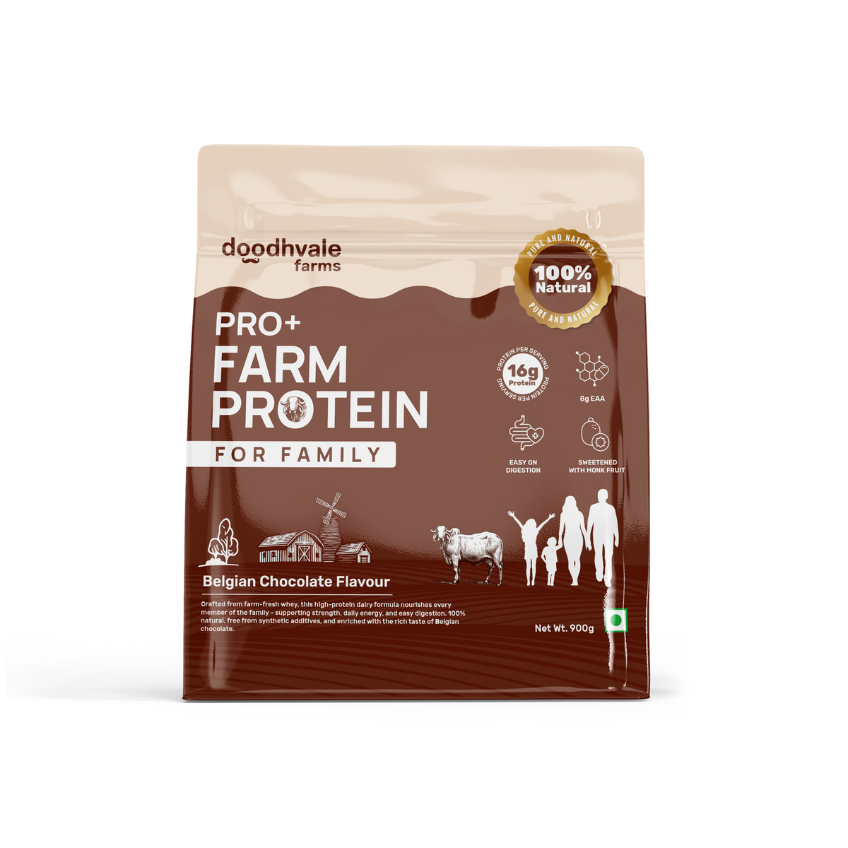 PRO+ Farm Protein For Family - Belgian Chocolate - 16g/scoop + Free Gift