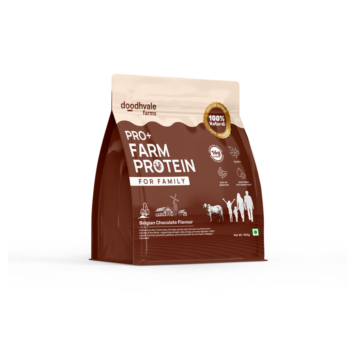 Flash Sale - PRO+ Farm Protein For Family - Belgian Chocolate - 16g/scoop