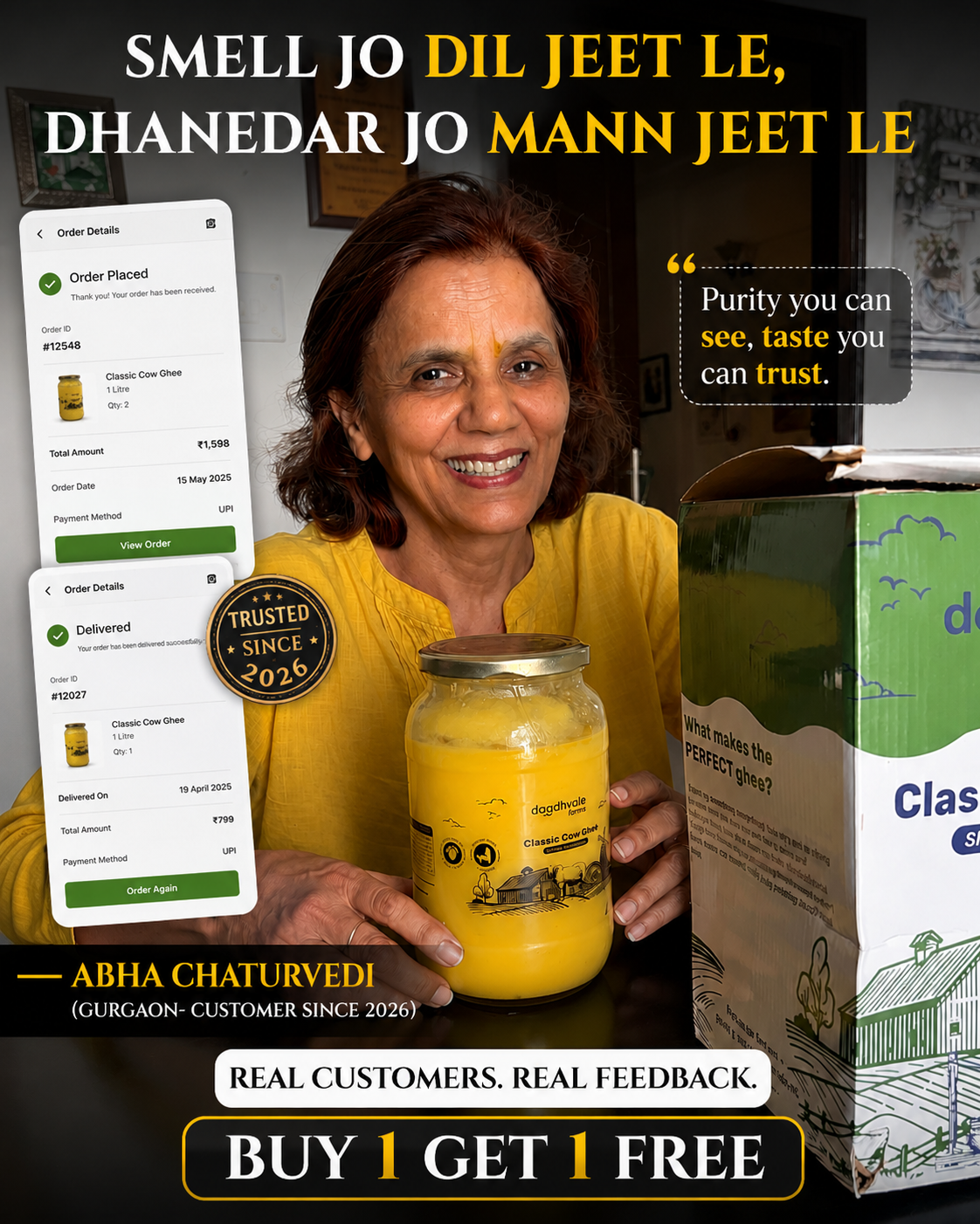 Classic Cow Bilona Ghee - Buy 1 Get 1 Free