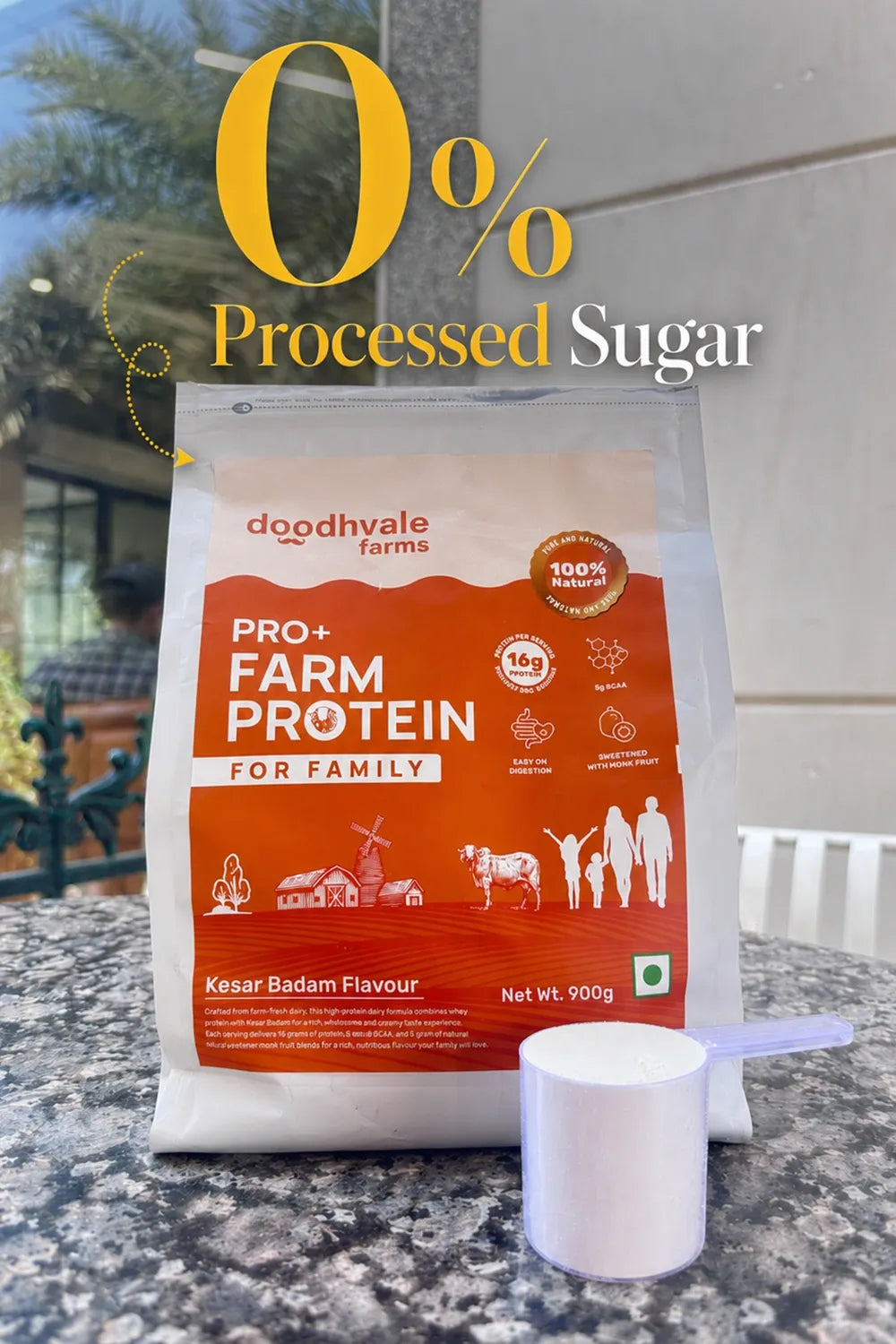 PRO+ Farm Protein For Family - Kesar Badam (450g) - 16g/scoop + Free Gift