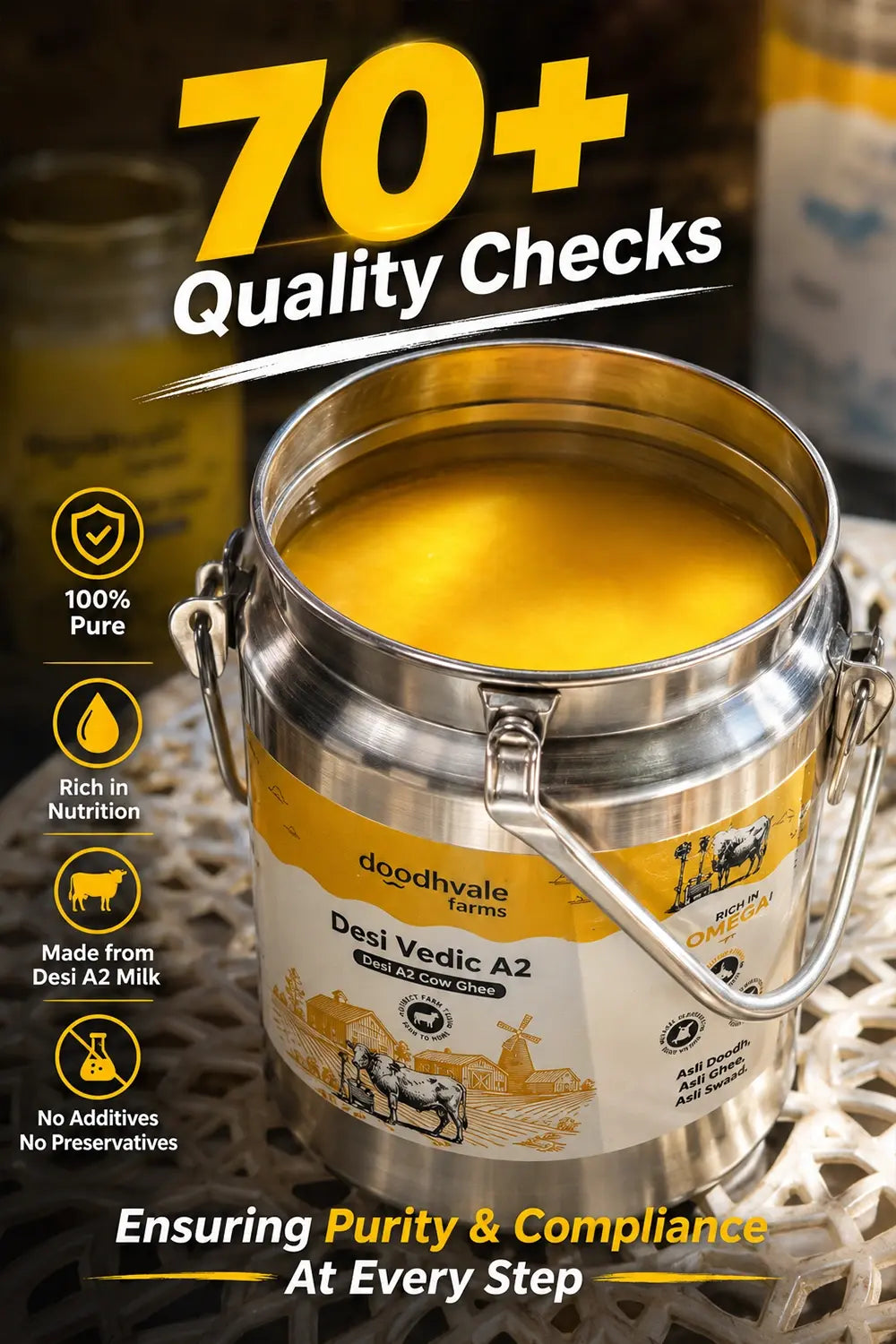 Cow A2 Vedic Desi Ghee Dolchi 5L