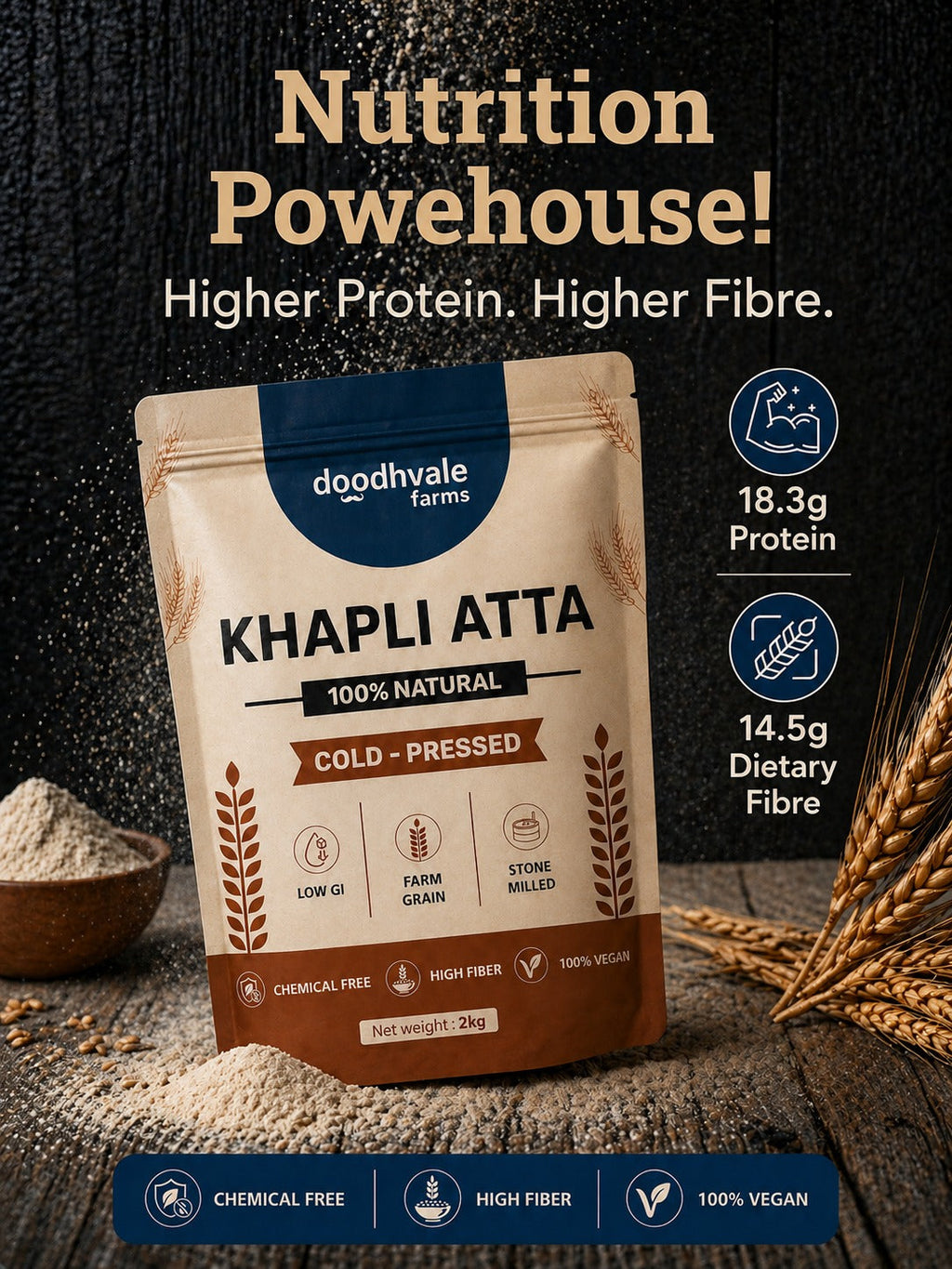 Khapli Atta – Cold Pressed | 1kg .