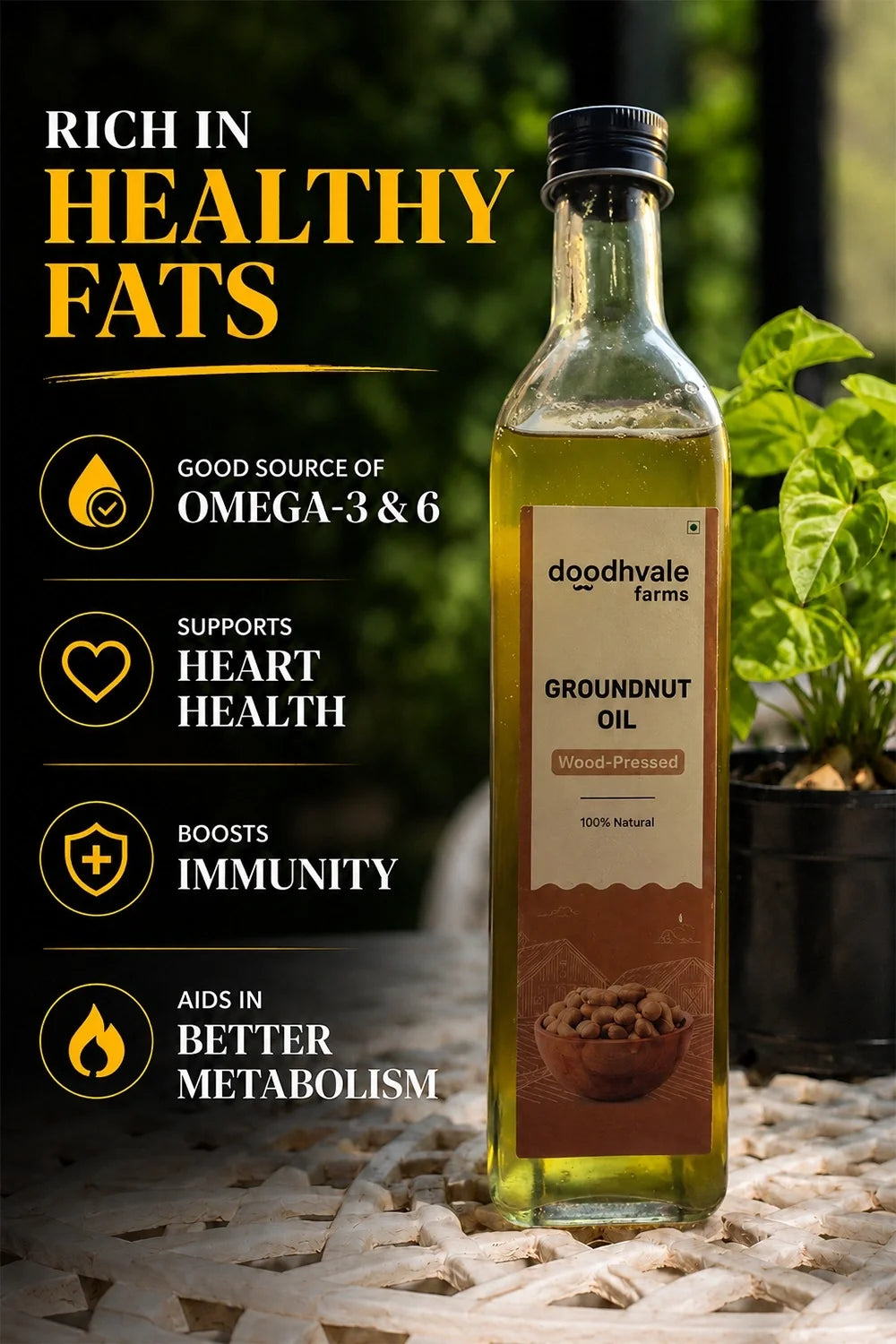 Groundnut Oil - Wood Pressed 500ml (2 Unit Pack)