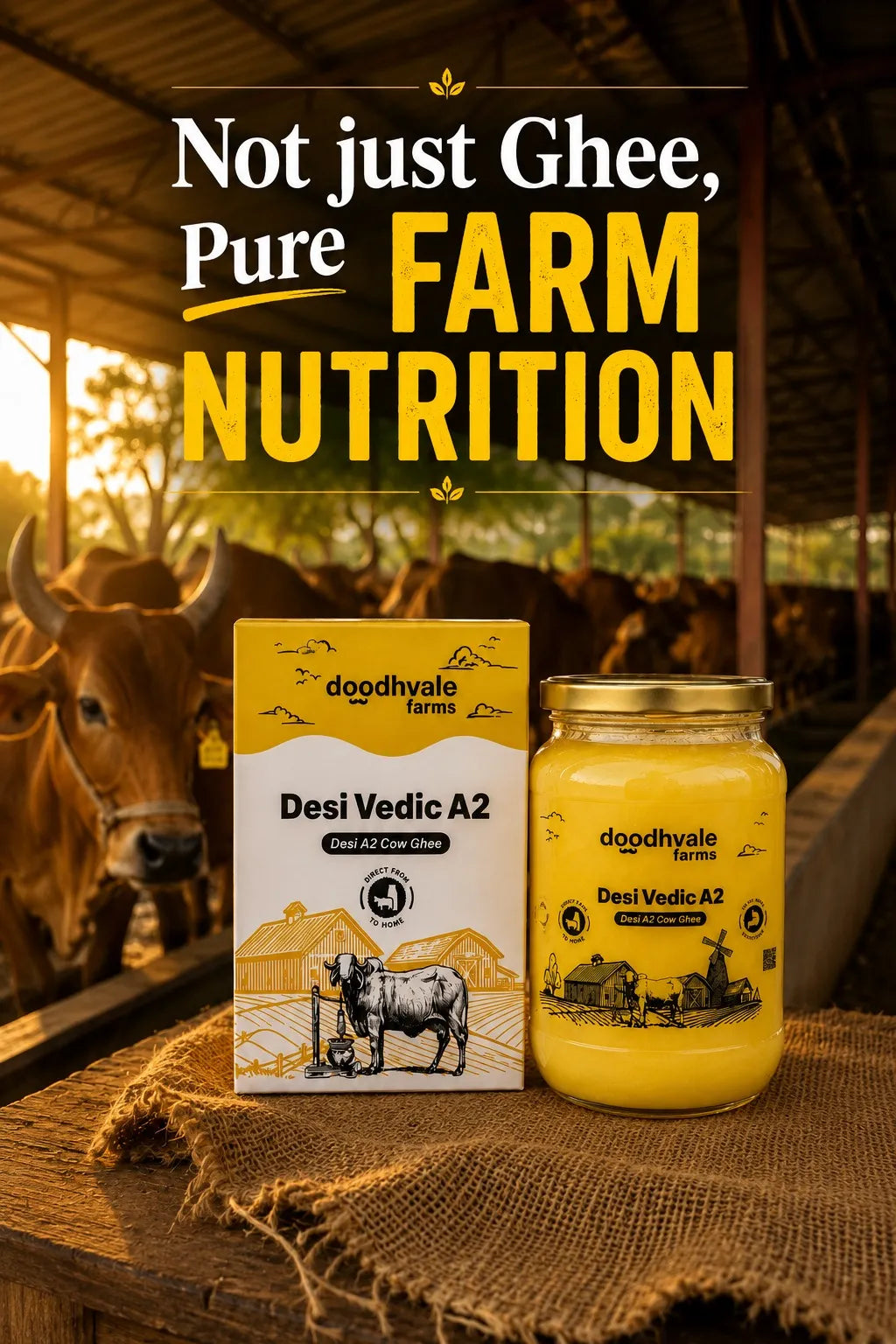 Cow A2 Vedic Desi Ghee - (900 ML)