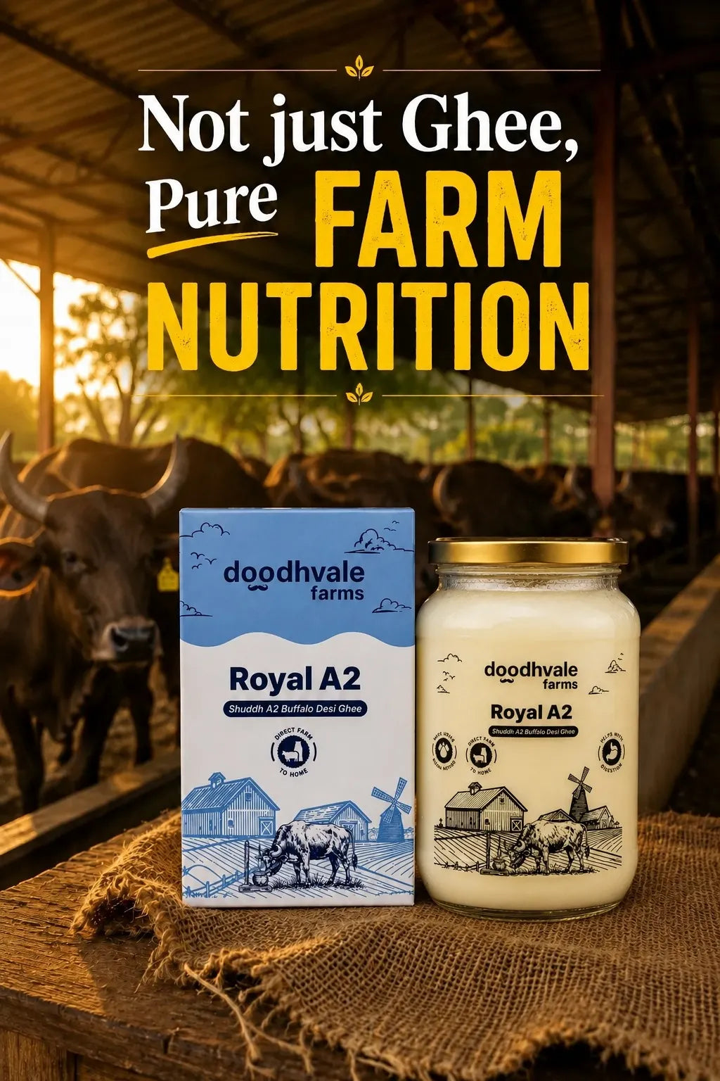 Royal A2 Buffalo Desi Ghee - (900 ML)