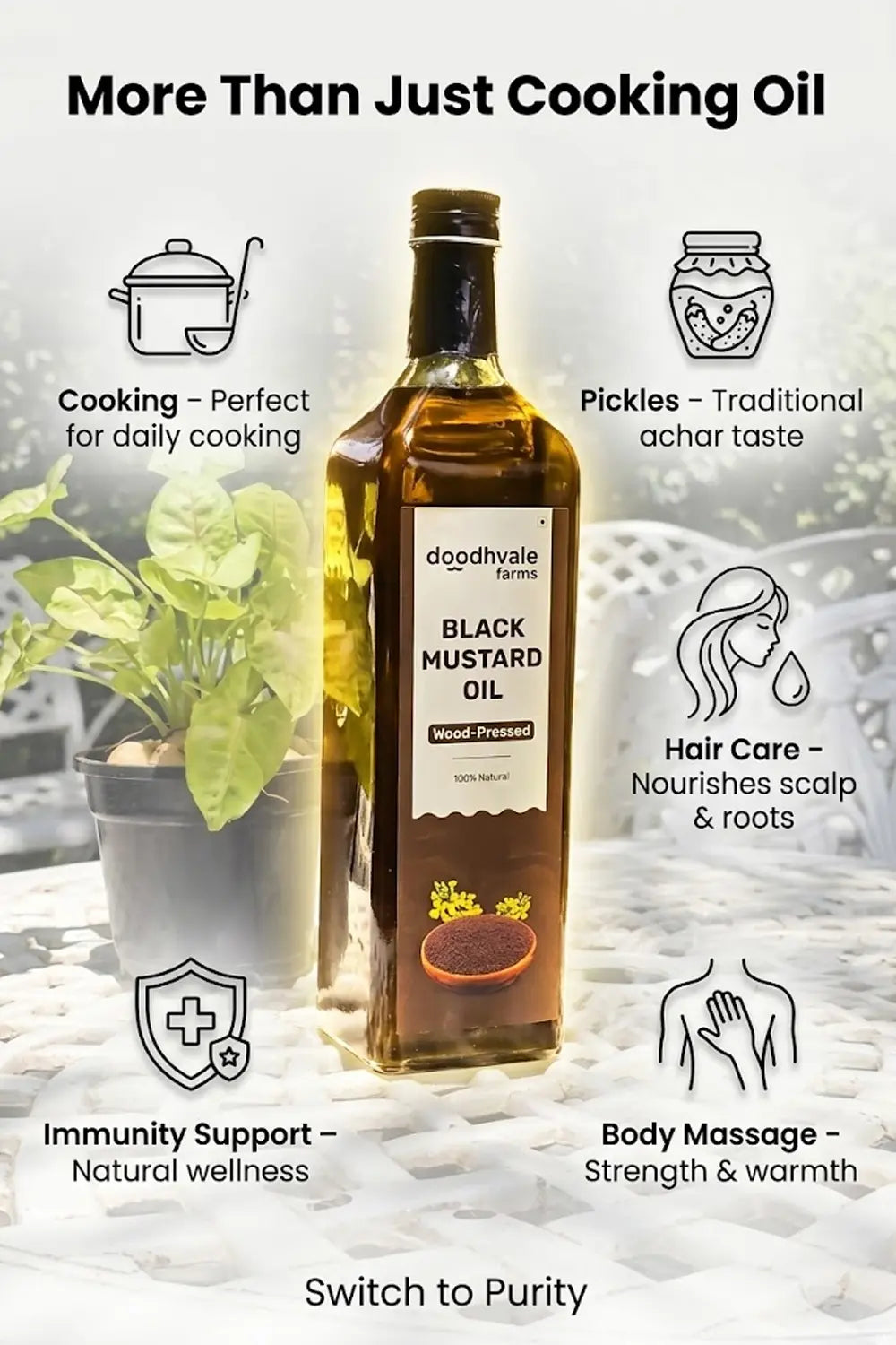 Black Mustard Oil - Wood Pressed (500ml)